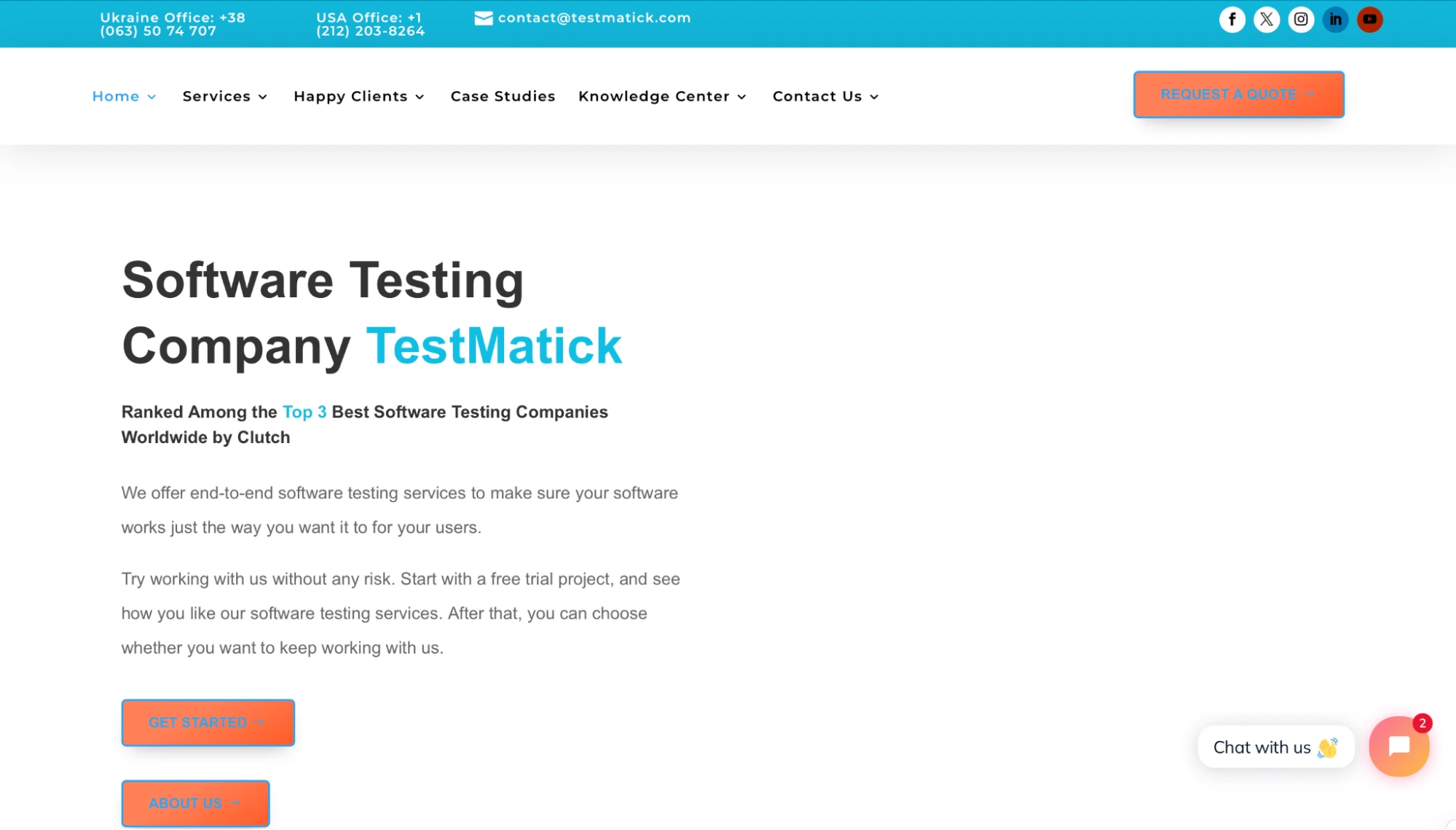 Interface of TestMatick's website