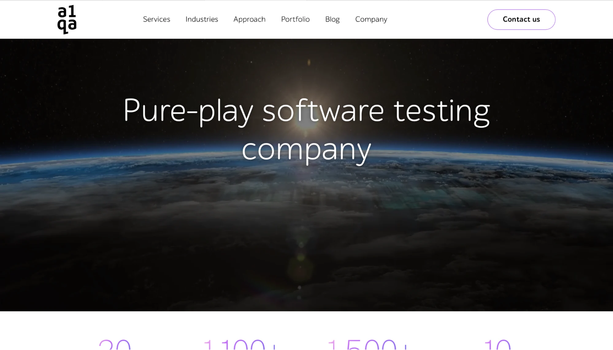 Interface of A1QA's website