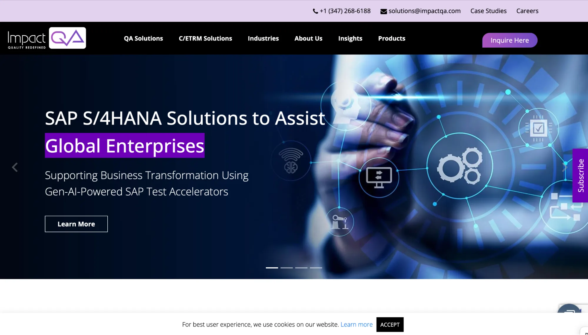 Interface of ImpactQA's website