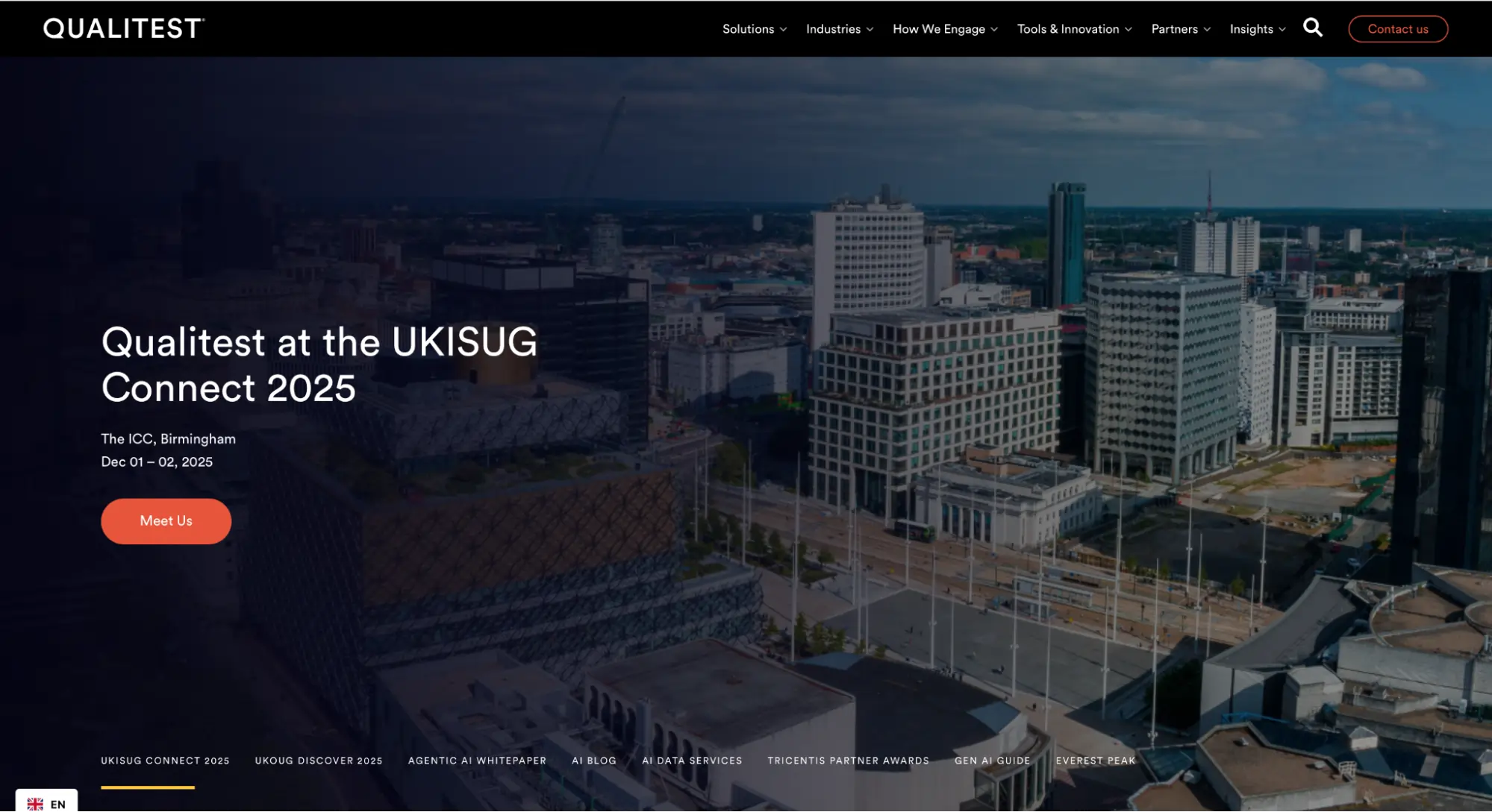 Interface of Qualitest's website