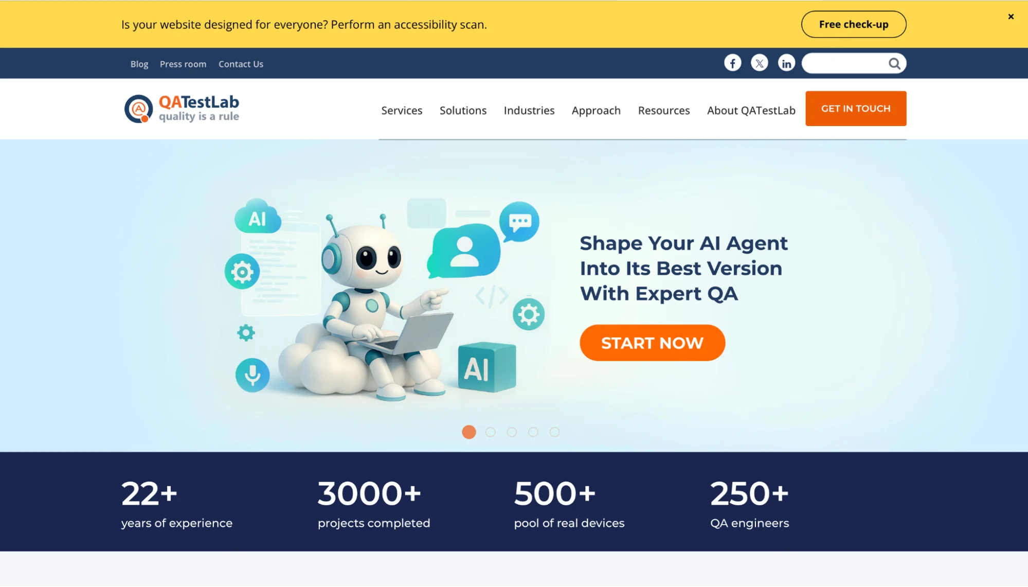 Interface of QaTestLab's website